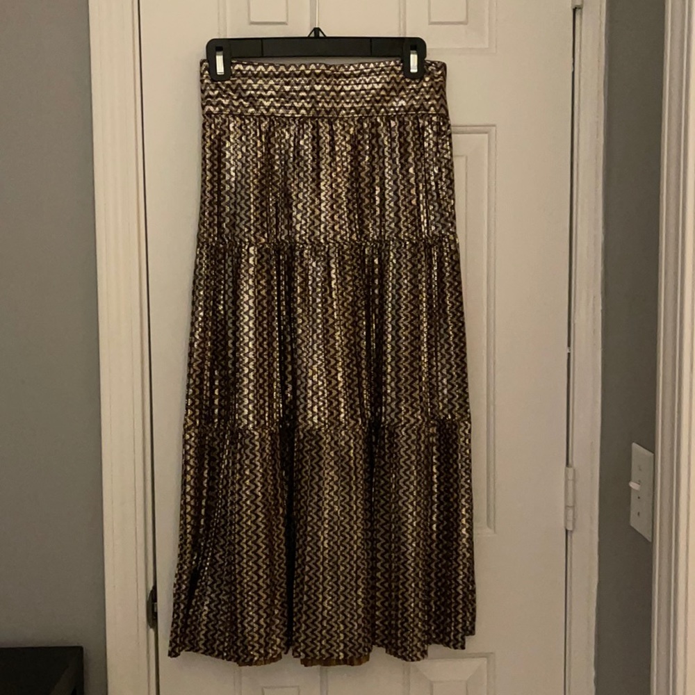 Gold and purple Metallic midi skirt by French label Ba&sh. Only worn a few times
